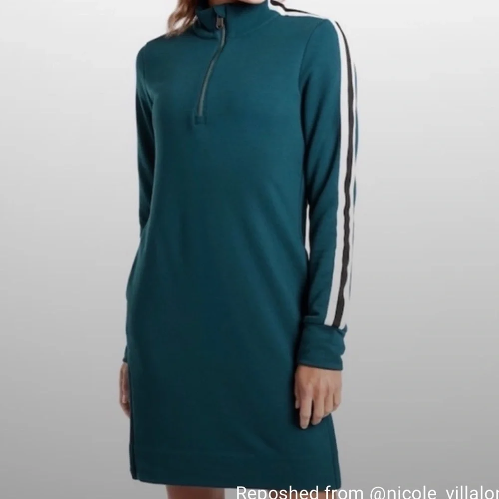 Athleta Circa Long Sleeve Track 1/4 Zip Sweatshirt Dress